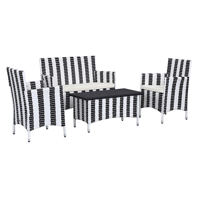 Safavieh Figueroa Striped Outdoor Loveseat 4-piece Set