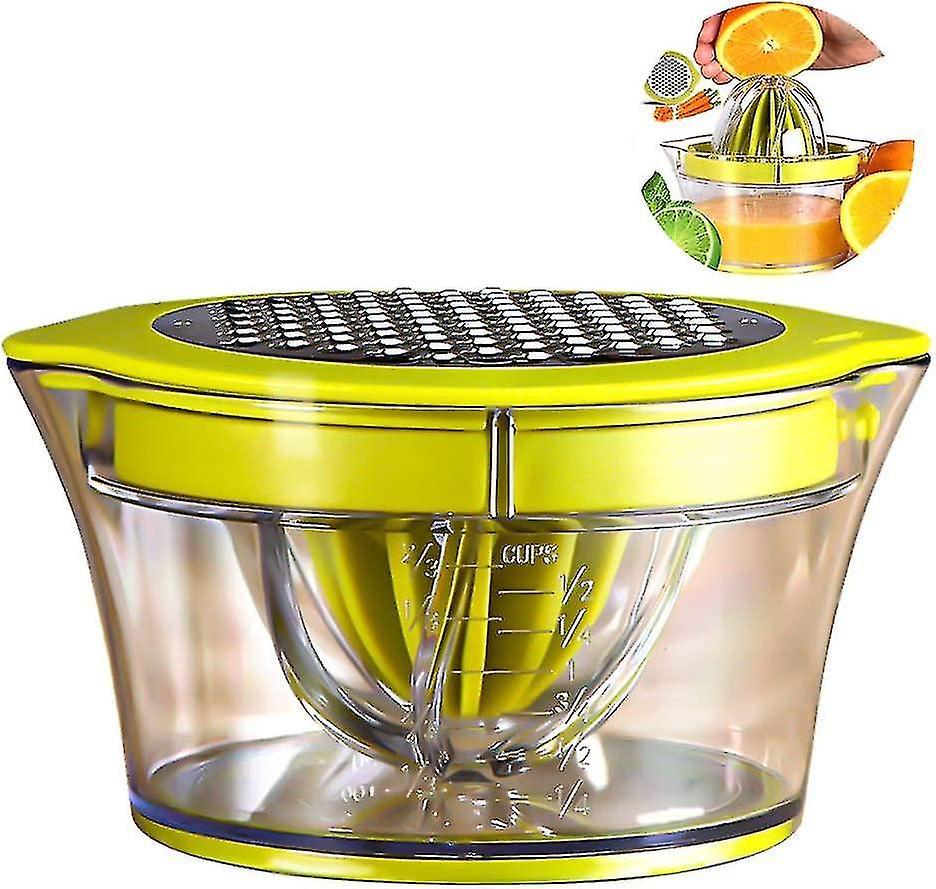 Multifunctional Manual Juicer， 4 In 1 Juicer For Oranges， Lemons， Citrus， With 2 Reamers， 400ml Engraving Size