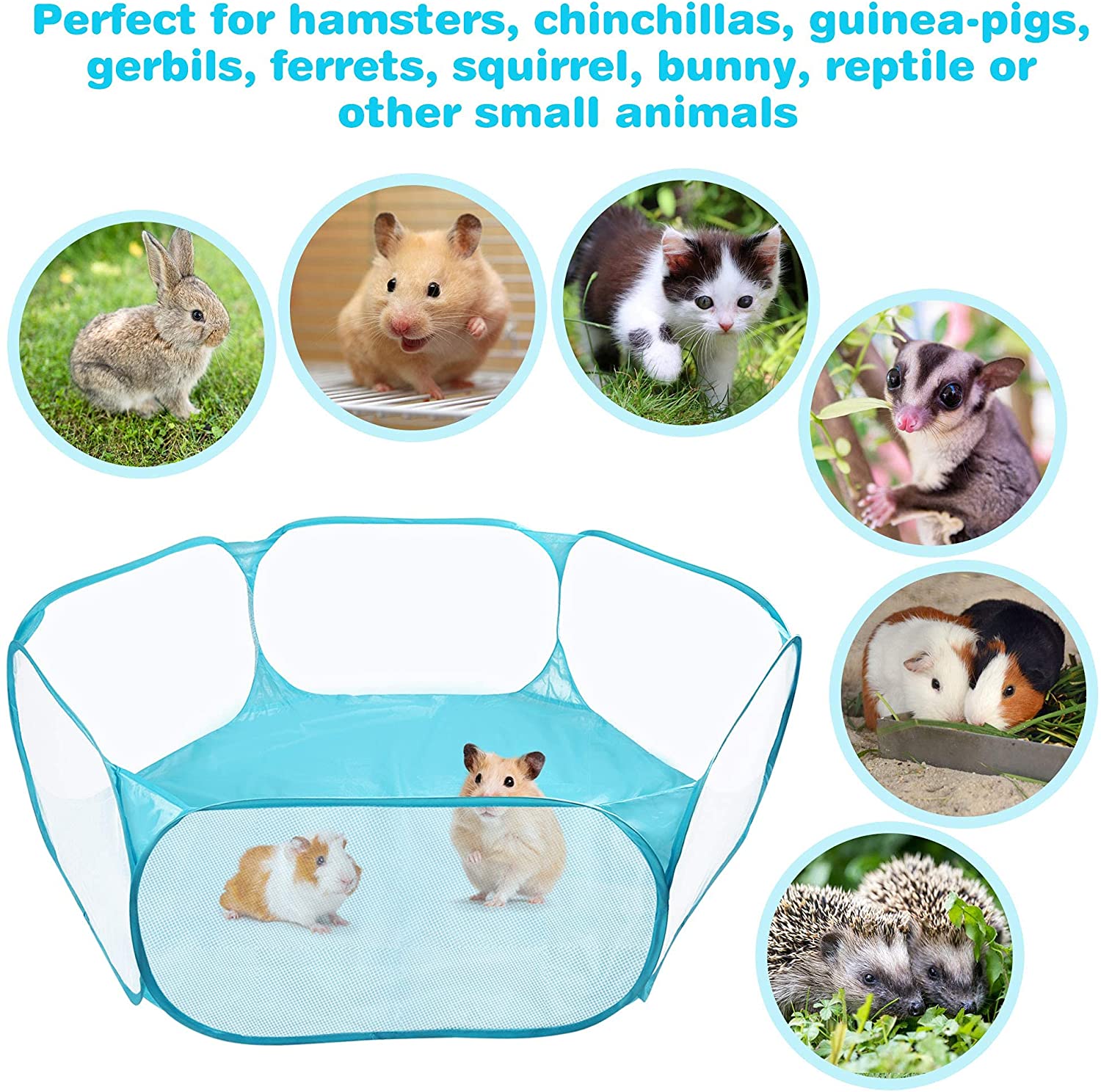 Upgraded Small Animal Cage Tent， Waterproof Foldable Pet Playpen Outdoor/Indoor Pop Open Exercise Fence， Guinea Pig Cage Tent， Breathable Fabric， Yard Fence for Guinea Pig， Rabbits， Hamster