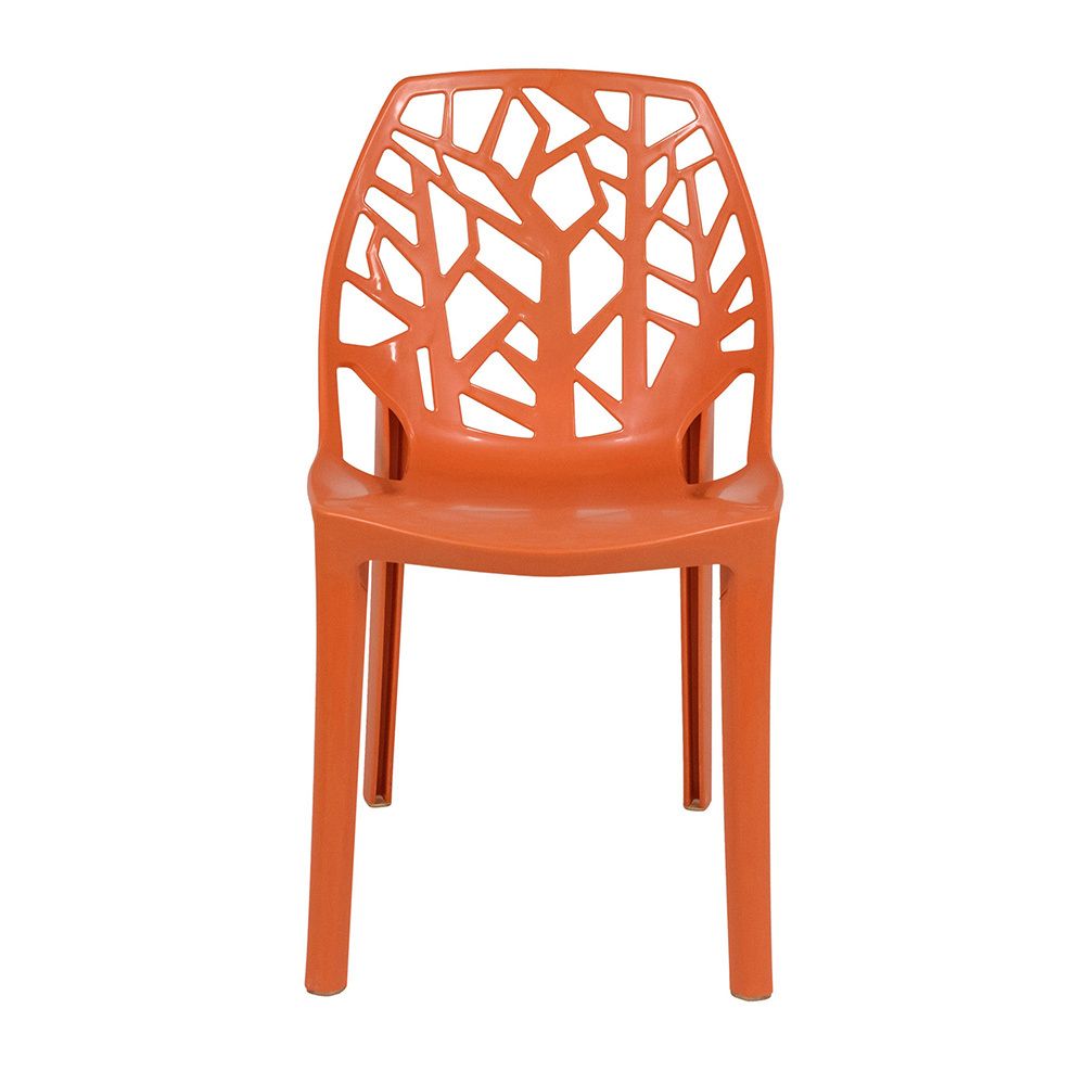 LeisureMod Modern Cornelia Dining Chair， Set of 4 - Solid Orange