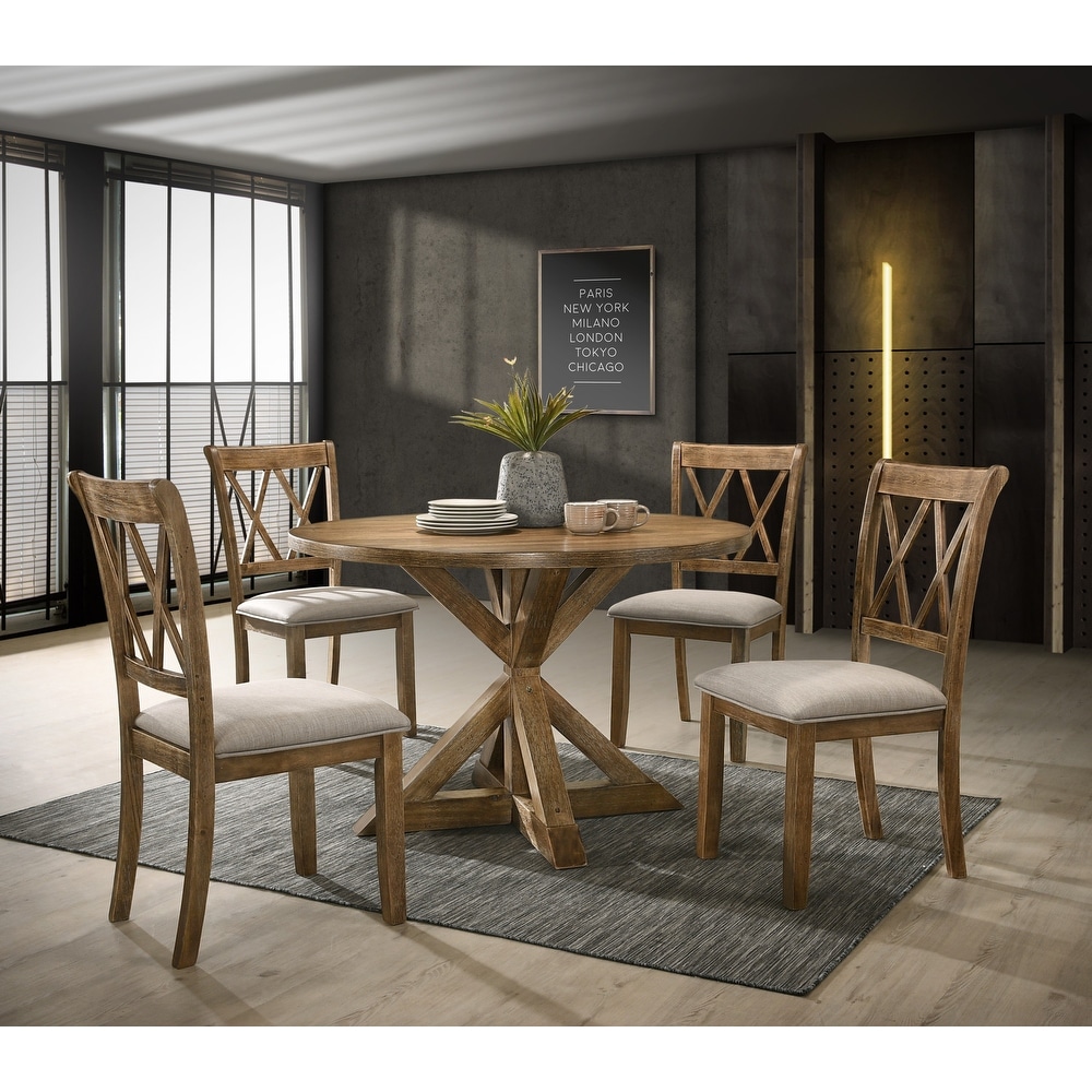 Roundhill Furniture Windvale 5 pc. Cross back Wood Dining Set