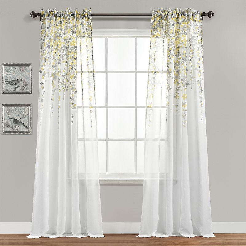 Half Moon 2 Weeping Flowers Window Curtain Panels