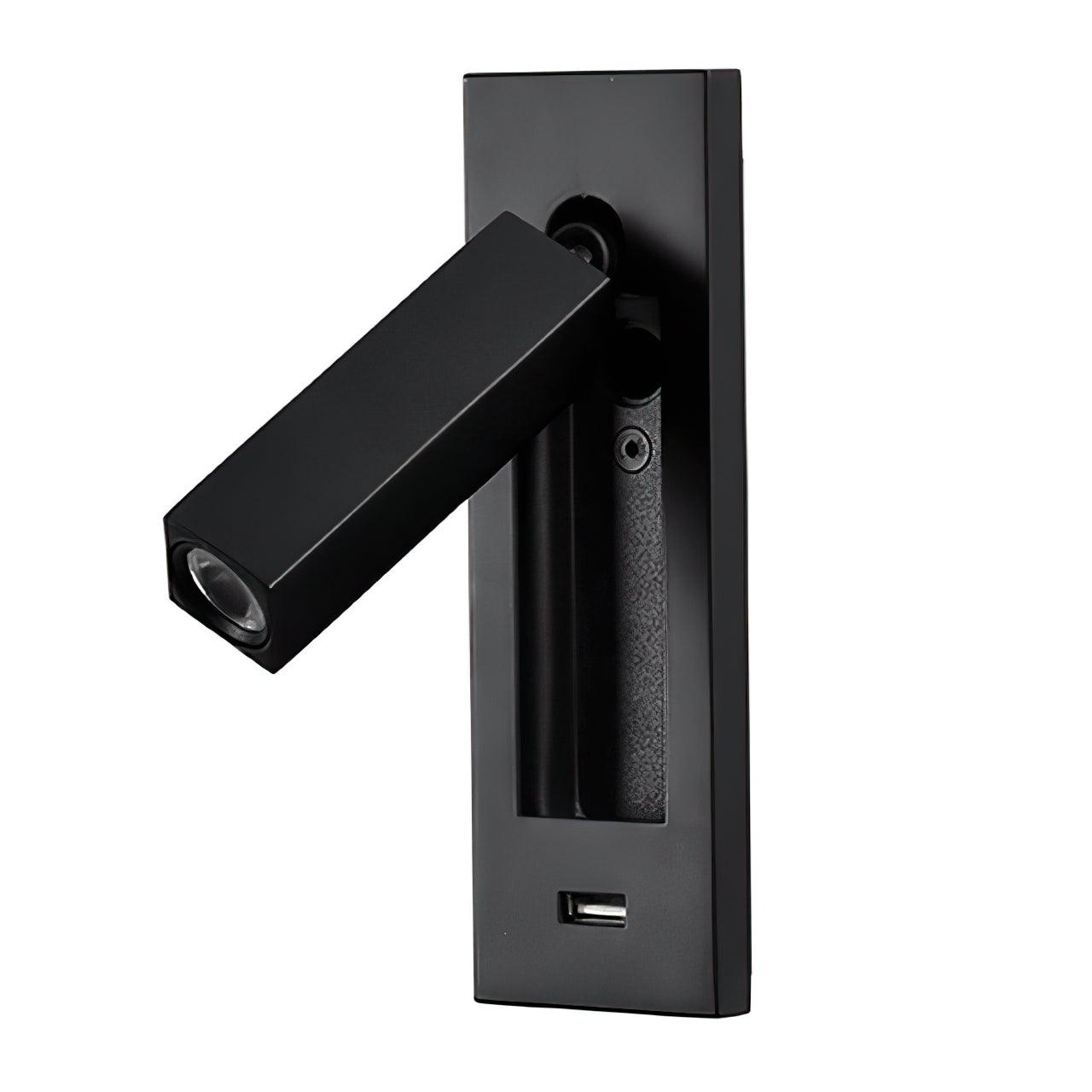 Black Bedside USB Wall Light