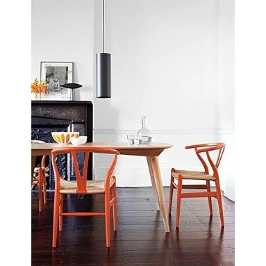 (Retired) 2xhome - Orange Modern Wood Dining Chair With Back Arm Armchair Hemp Seat For Home Restaurant Office