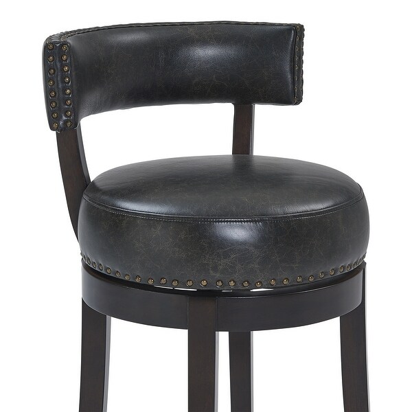 Corbin Wood Swivel Faux Leather Stool