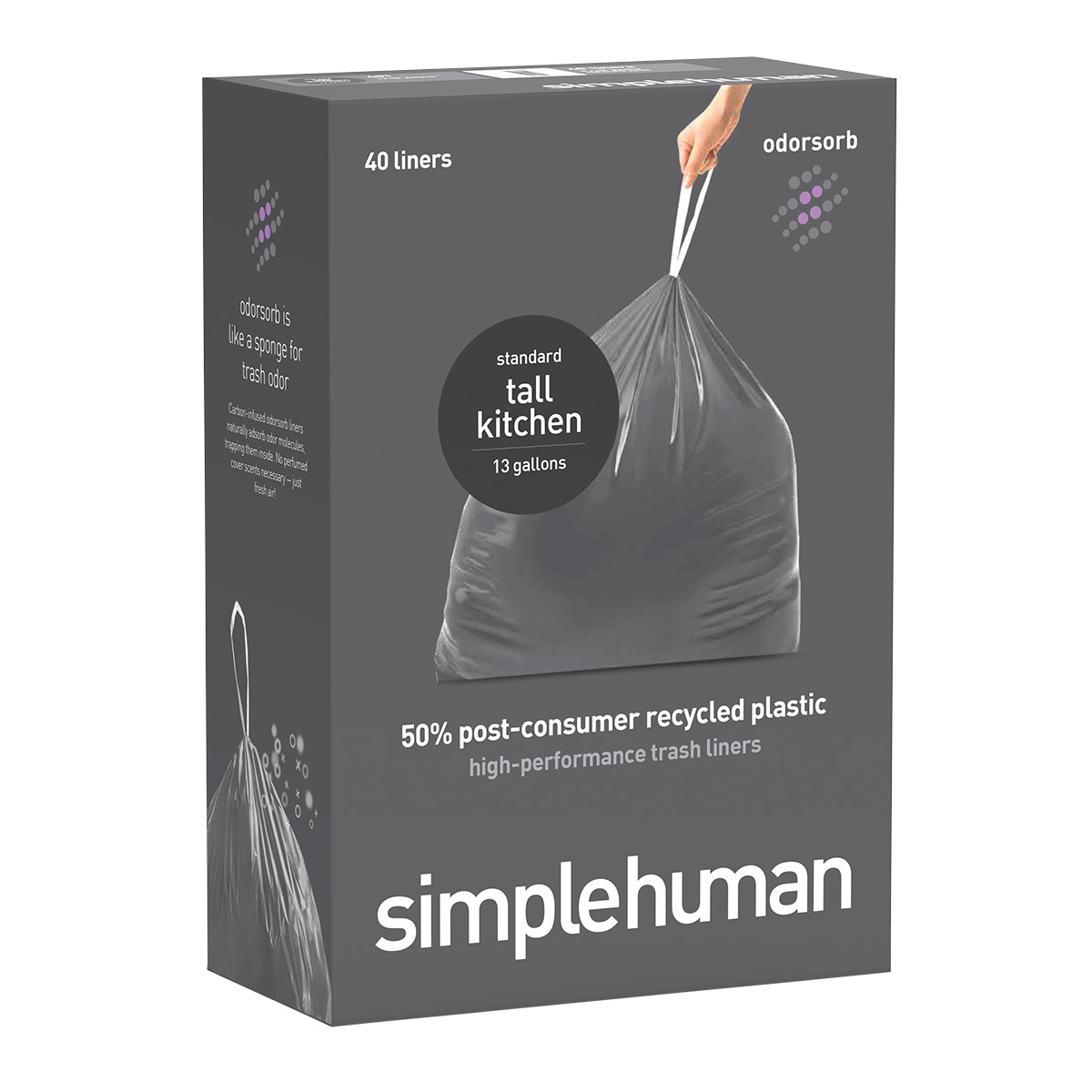 simplehuman 13 gal odorsorb Tall Kitchen Trash Bags