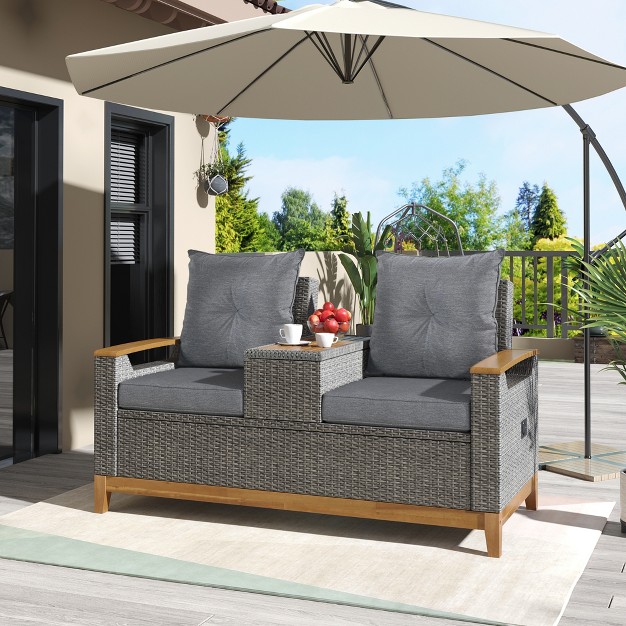 Outdoor Adjustable Loveseat Sofa With Armrests And Storage Space For Patio Pool And Balcony Etc Modernluxe