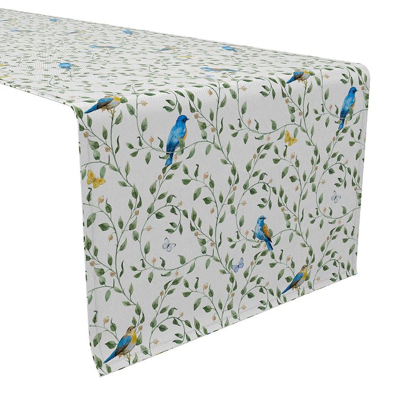 Table Runner， 100% Cotton， 16x108， Birds on Vines