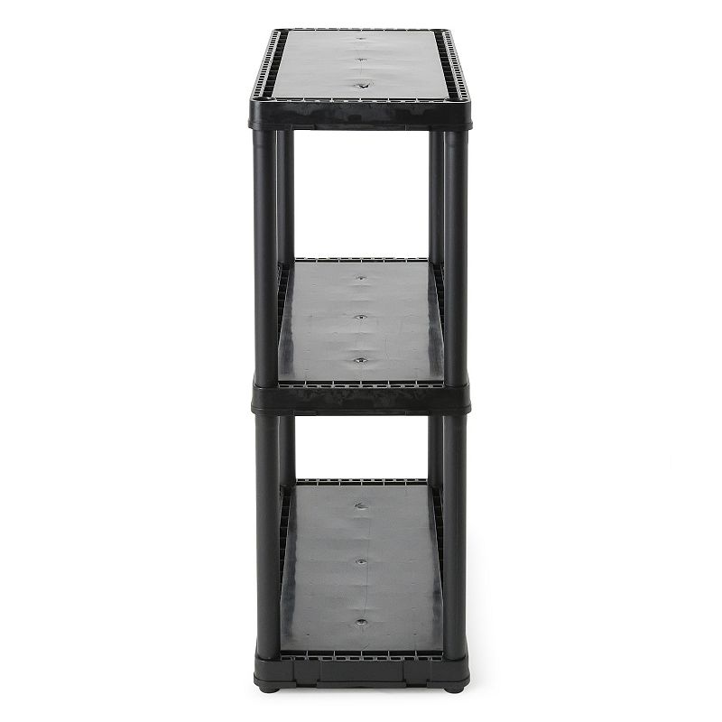 Gracious Living 3 Shelf Fixed Height Solid Light Duty Resin Storage Unit， Black