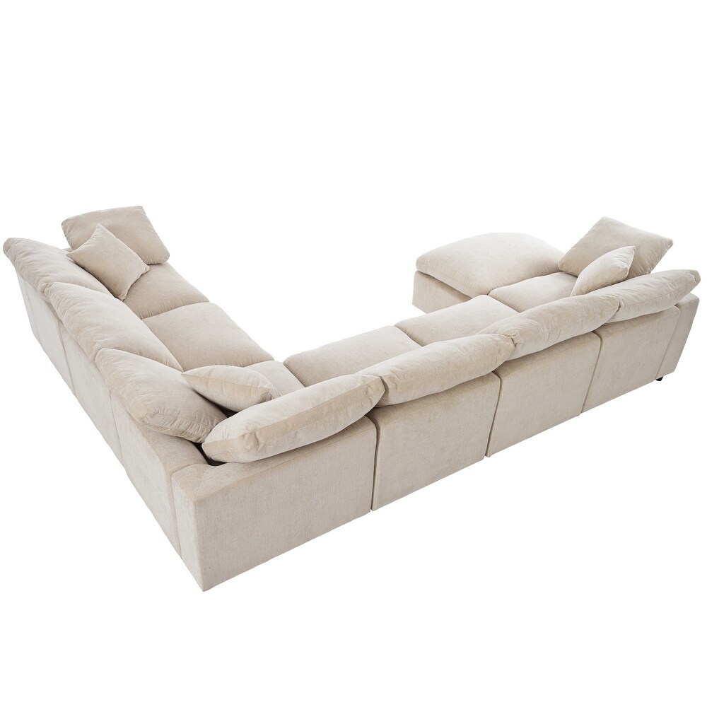 Oversized Modular Corner Sofa L Shaped Sectional Sofa w/Ottoman 7 Seat Sectional Sofa w/Removable Cushions for Livingroom