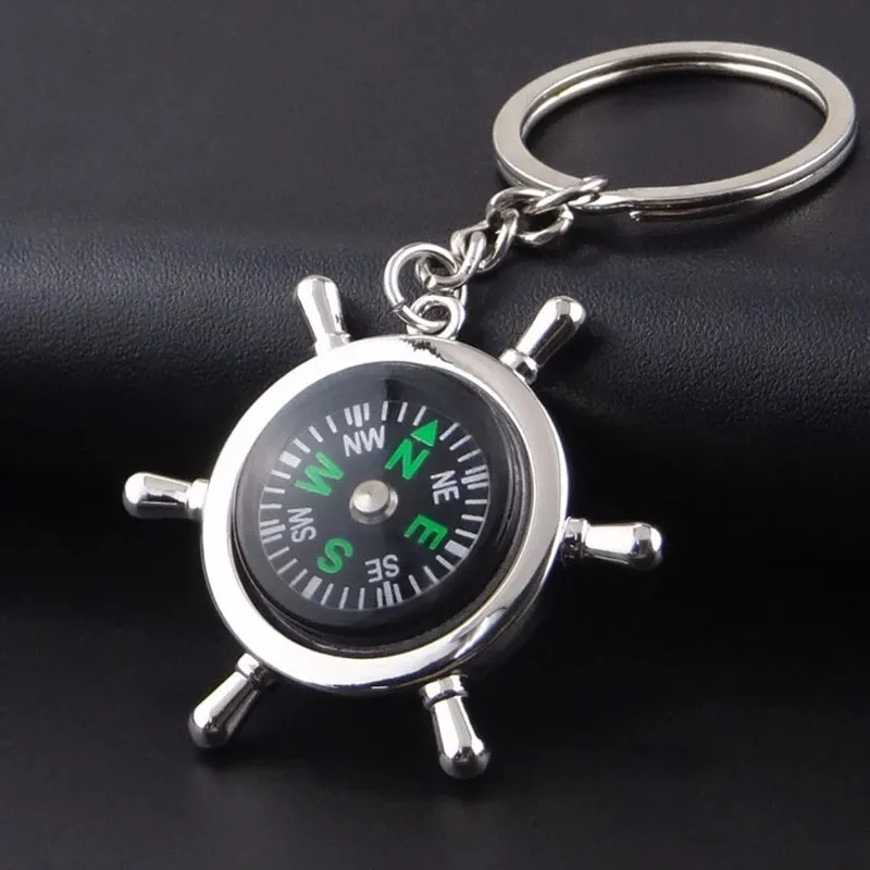 Portable Outdoor Travel oy Silver Camping Hiking Compasses Mini Key Chain Hiking Navigator Survival Pocket Compass Tool