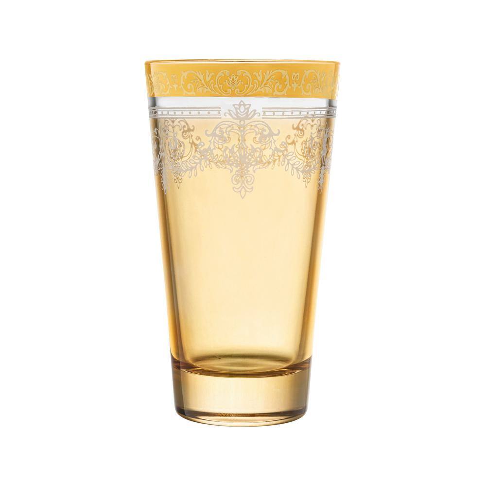 Lorren Home Trends 10 oz. Gold Amber Highball Glass (Set of 6) 9469