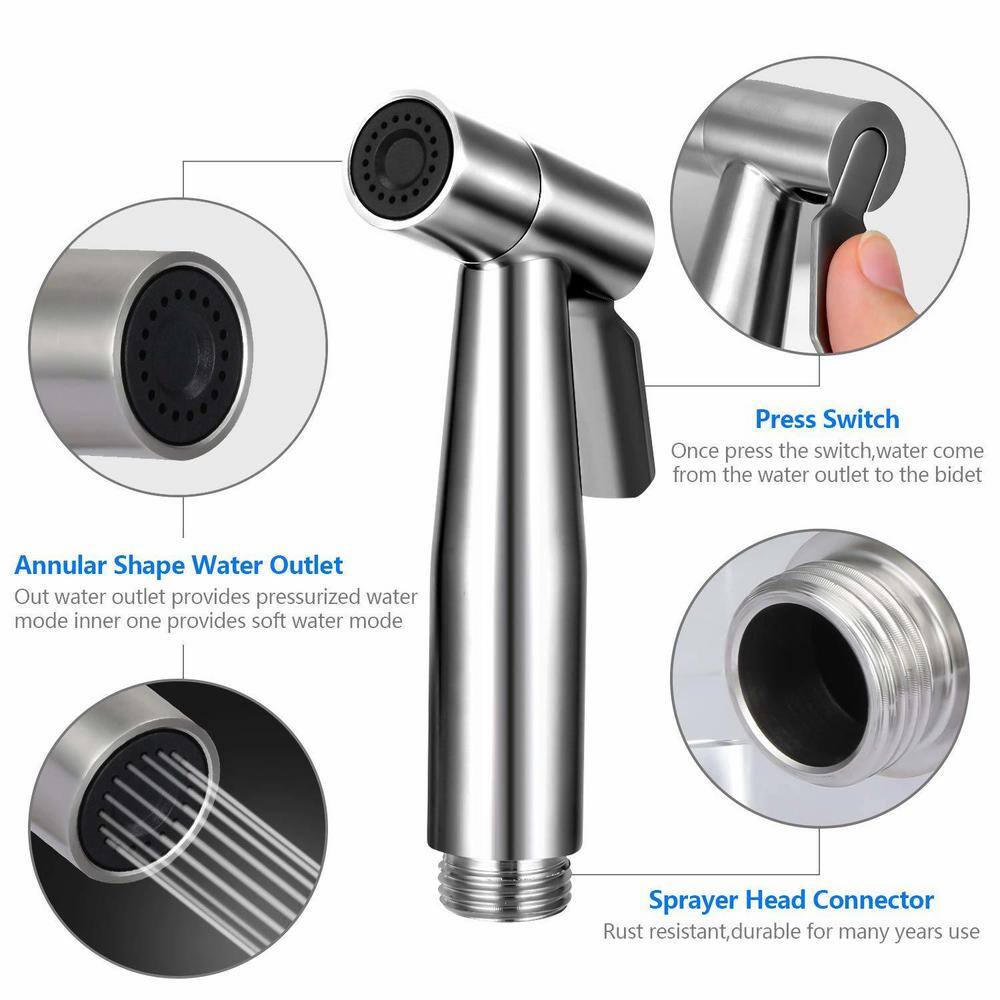 Amucolo Bidet Sprayer for Toilet Handheld Sprayer Kit Hand Held Bidet Cloth Diaper Sprayer Set in Brushed Nickel YeaD-CYD0-Y7P