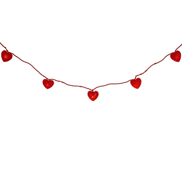 Northlight 10 count Red Heart Mini Valentine x27 s Day Light Set 7 5ft Red Wire