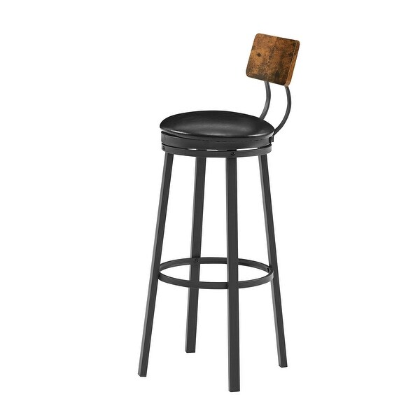 Oval Swivel Bar Stools With Backrest，PU Soft Seat Cushion，Thick Iron Frame，Set of 2