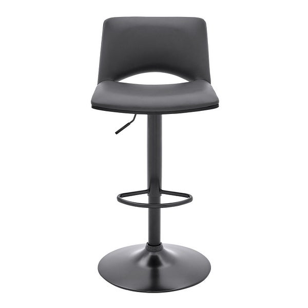 Adjustable Swivel Gray Faux Leather and Black Metal Bar Stool - 20 L x 18 W x 34 H Inches