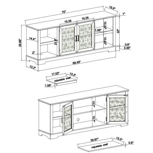 FESTIVO 70 in. Gray Tv Stand for Tvs up to 75 in. FTS21912