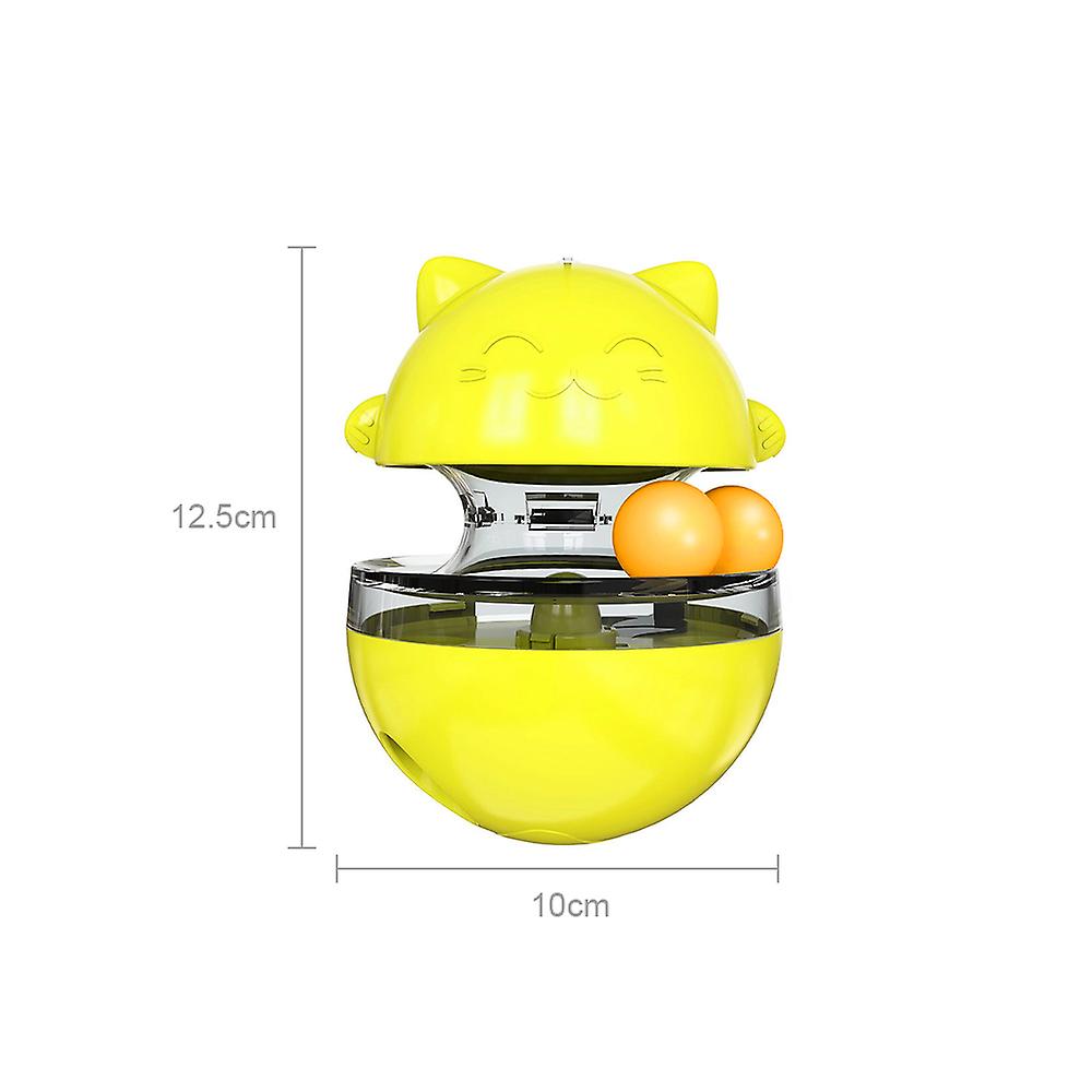 Cat Food Dispensing Ball Cat Tracks Tumbler Treat Ball Cat Feeder Circle Track With Moving Balls For Cat Pet Yellow