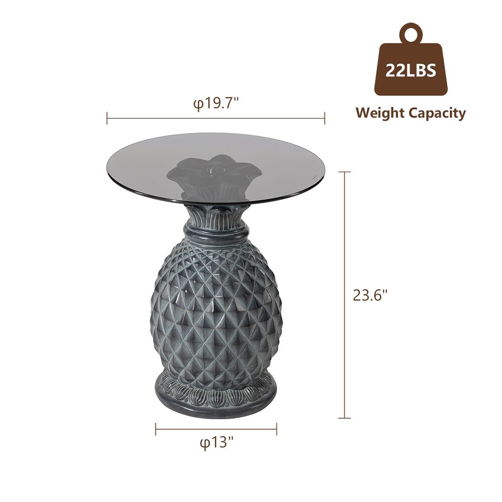 COSIEST Outdoor Patio Concrete Side Table w Pineapple Stand