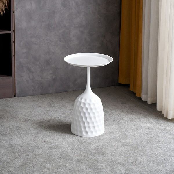 Grondin Modern Round Metal End Table， Sofa Side Table Snack Table Accent Table with Tray Top