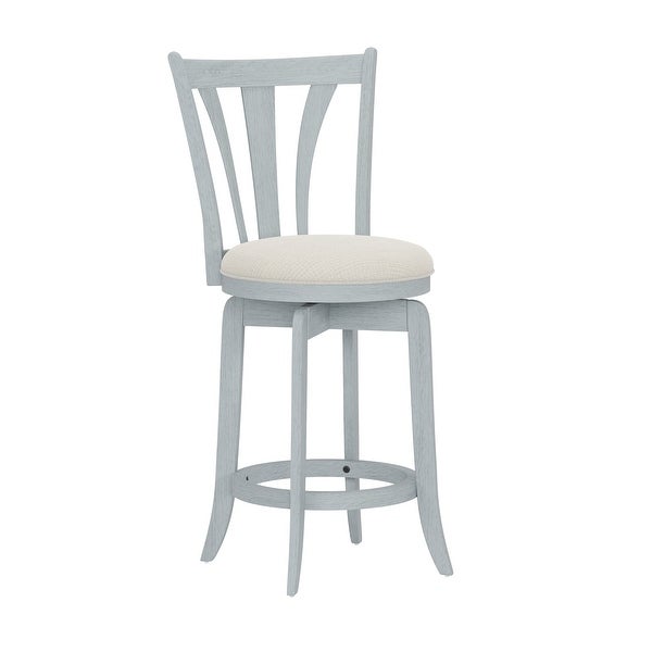 Larson Wood Counter and Bar Swivel Stool， Blue Wire brush