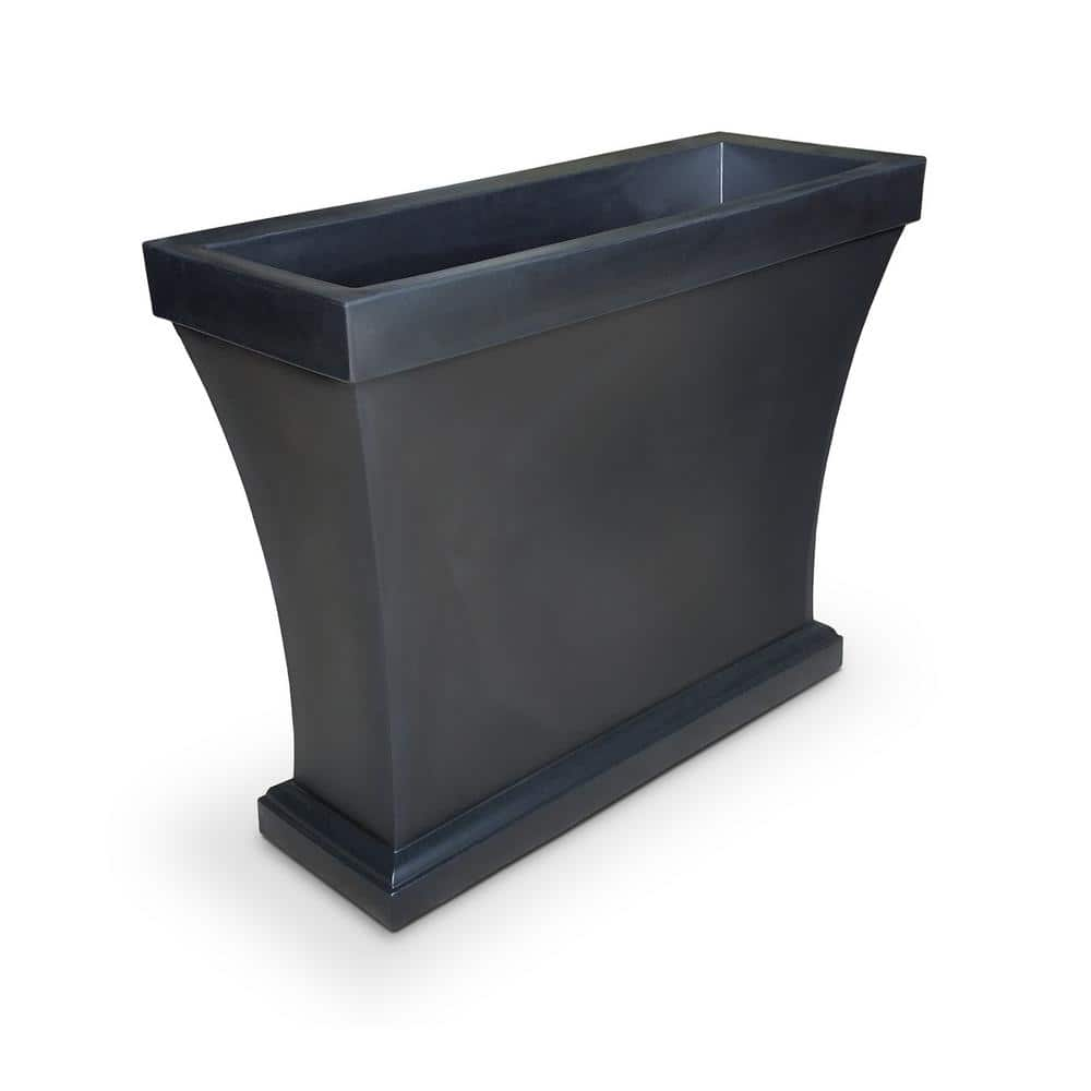 Mayne Bordeaux 40 in. Black Polyethylene Trough Planter 8890-B