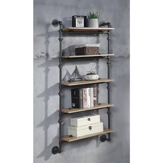 ZIRUWU Brantley Oak Wall Rack with 5 Shelves ZQP-CR19A