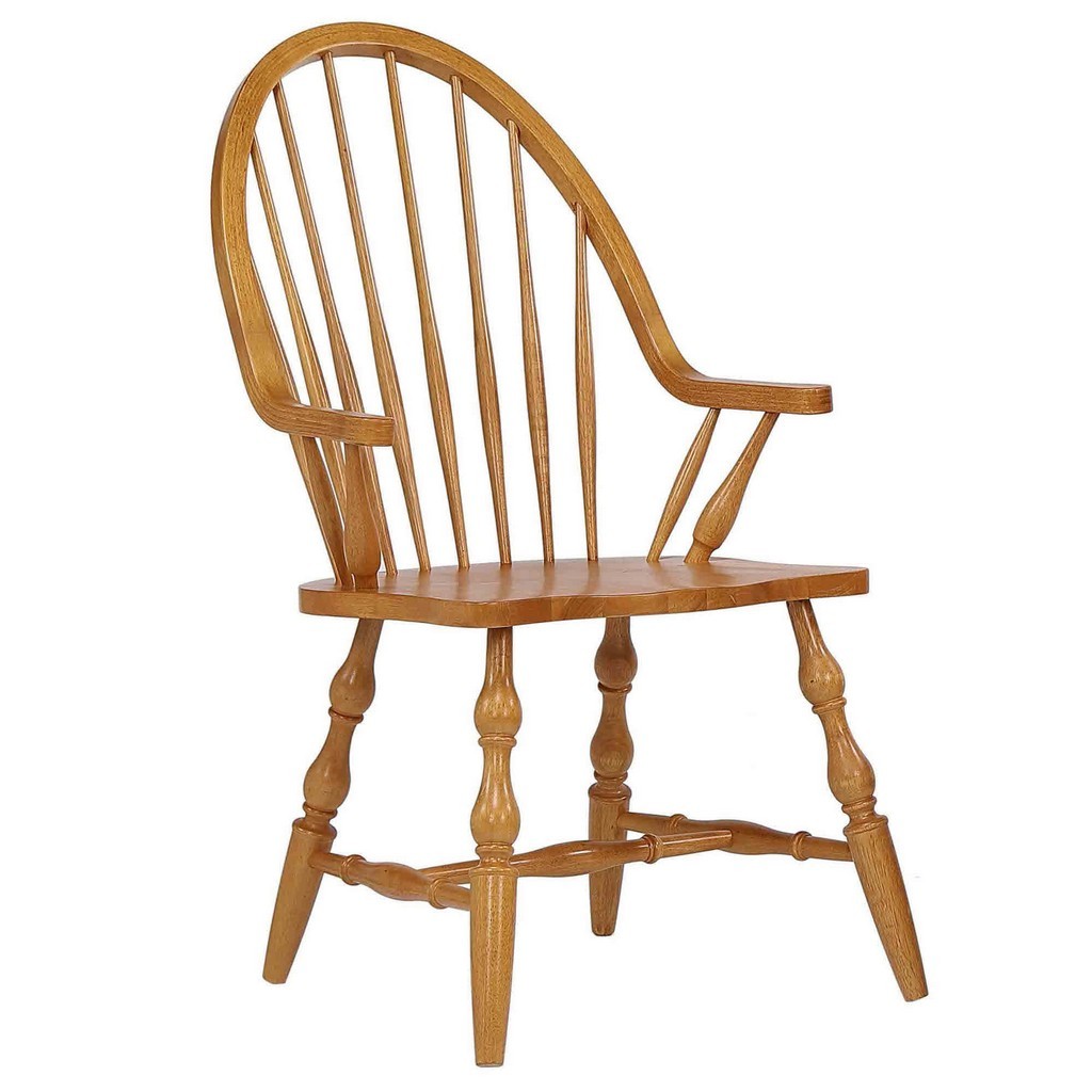 Sunset Trading Oak Selections Windsor Dining Chair with Arms | Light Oak Armchair - Sunset Trading DLU-C30A-LO