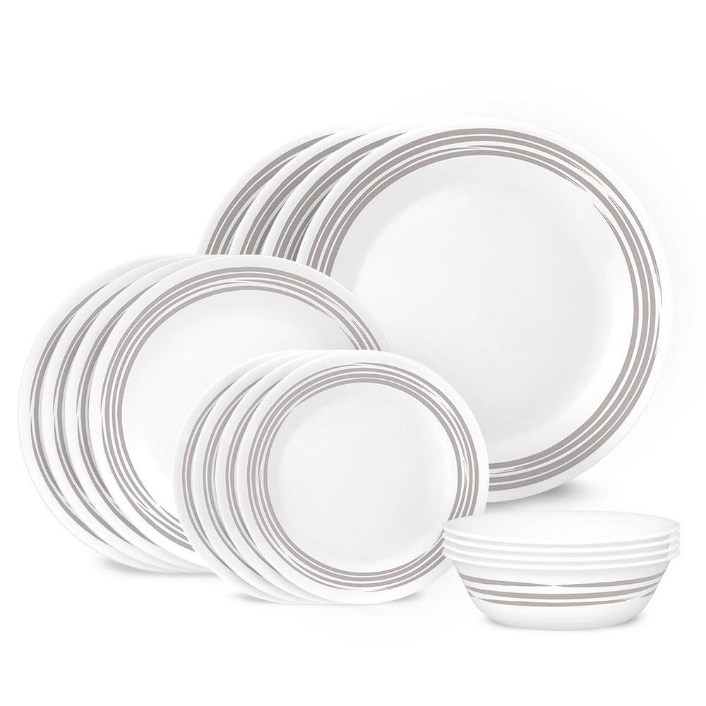 Corelle 16-piece Brushed Silver Glass Dinnerware Set (Service for 4) 1145807