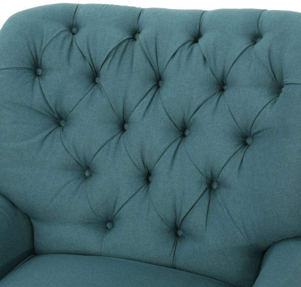 Contemporary Power Recliner  Teal Upholstery With Button Tufted Back  ampNailhead   Contemporary   Theater Seating   by Decorn  Houzz