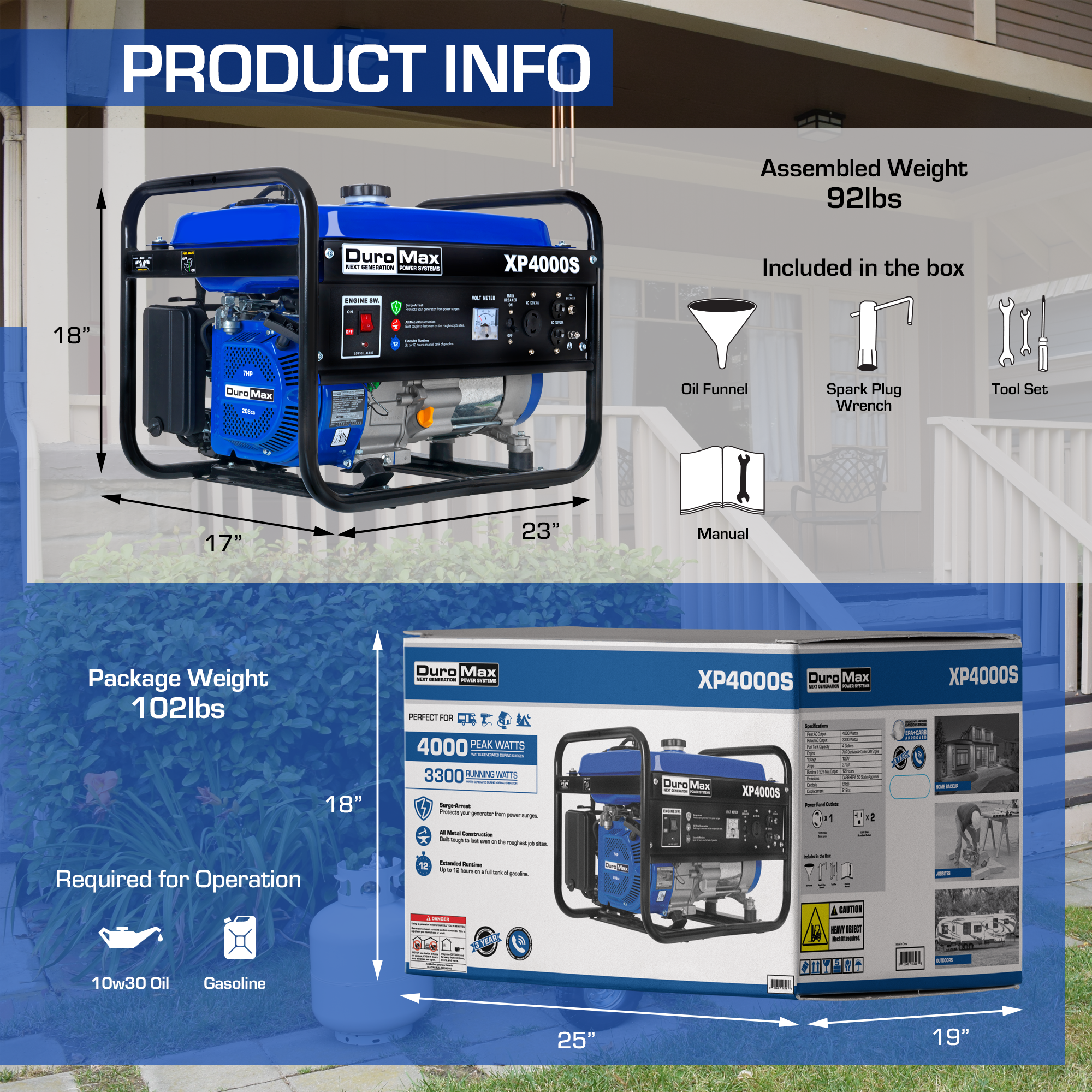 4,000 Watt Gasoline Portable Generator