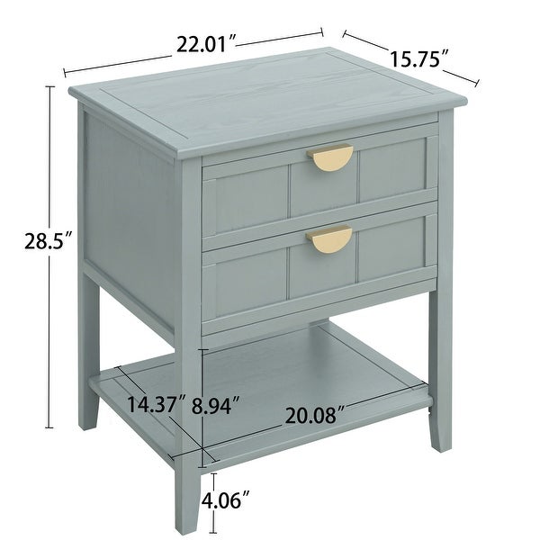 2 Drawer Side table，American style， End table，Suitable for bedroom， living room， study