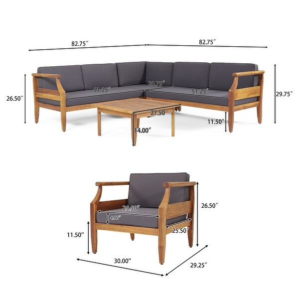 Aston Outdoor MidCentury Modern Acacia Wood Sectional Chat Set by Christopher Knight Home