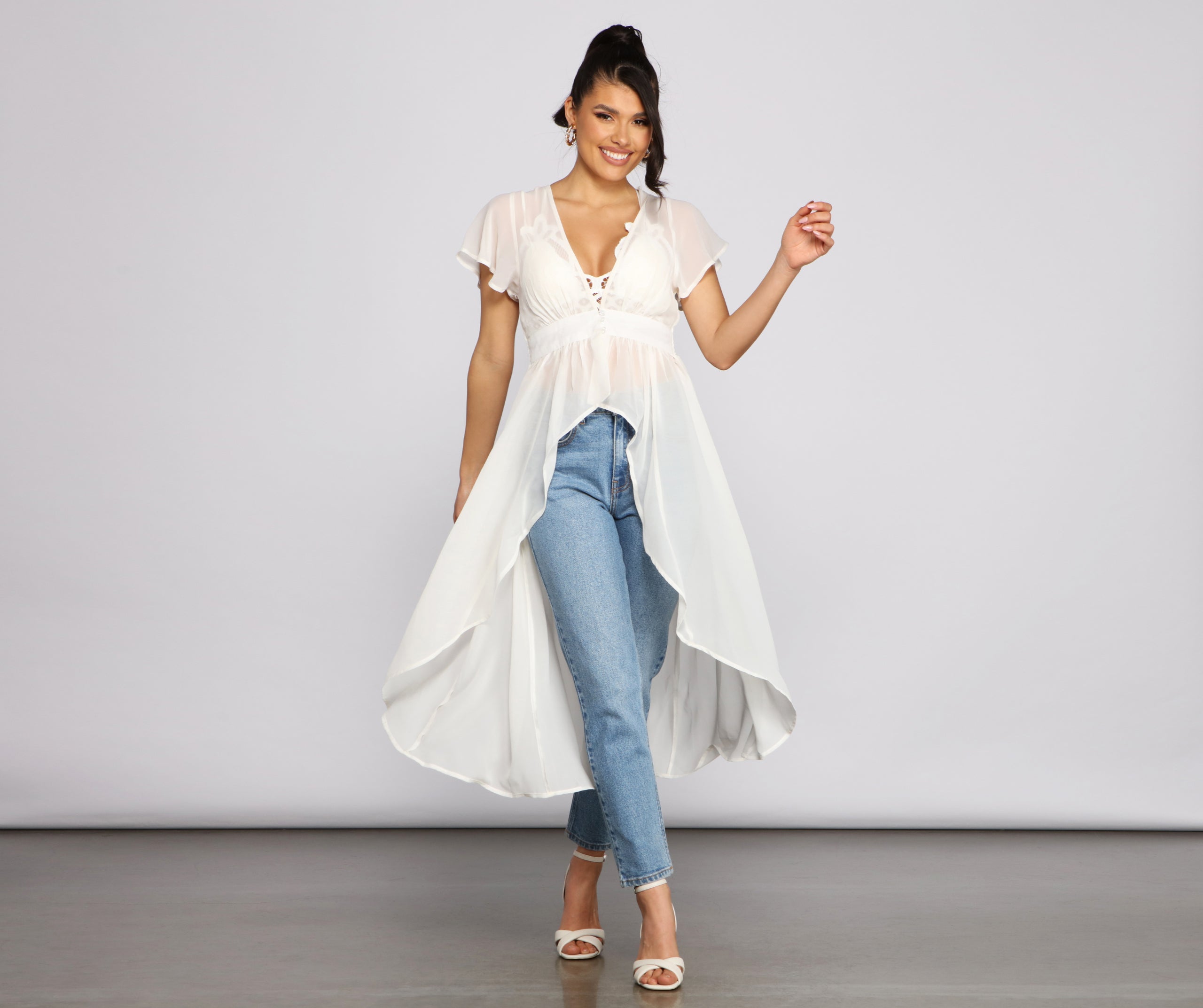 Charming Chiffon High-Low Duster