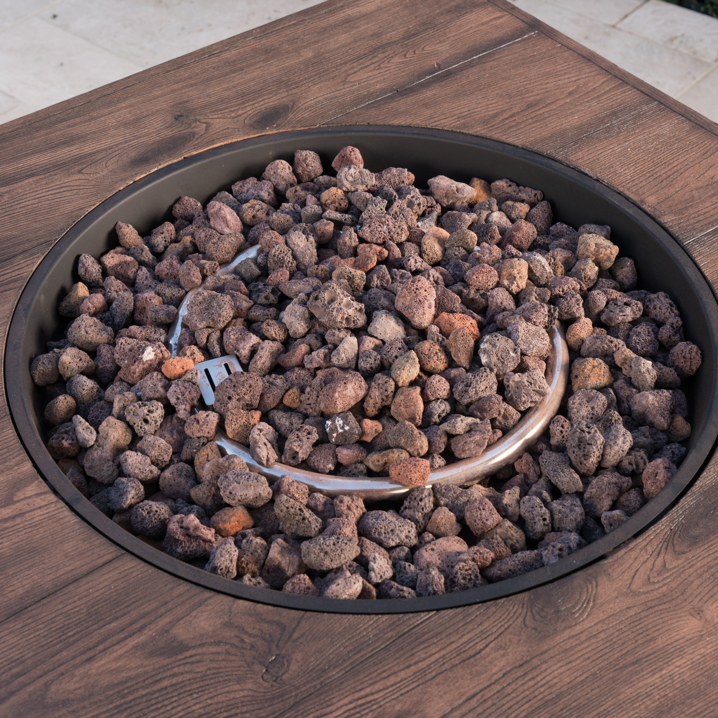 Madge Outdoor Brown 32 Inch Square Fire Pit - 40,000 BTU