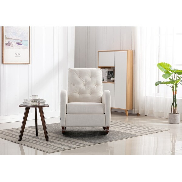 High Back Rocking Chair Nursery Chair .Comfortable Rocker Fabric Padded Seat .Modern High Back Armchair