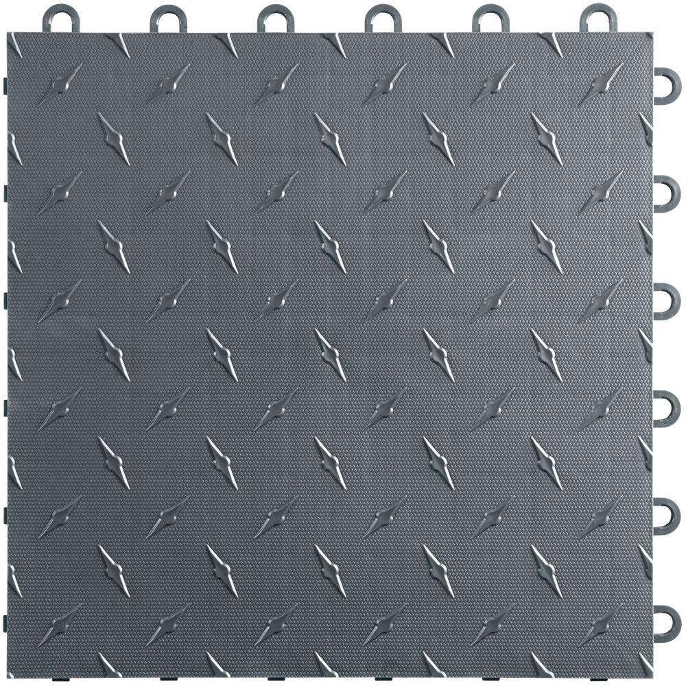 Swisstrax 12 in. W x 12 in. L Slate Gray Diamondtrax Home Polypropylene Commercial Garage Flooring (10-TilePack) (10 sq. ft.) HOME-DMD-SG-10PK