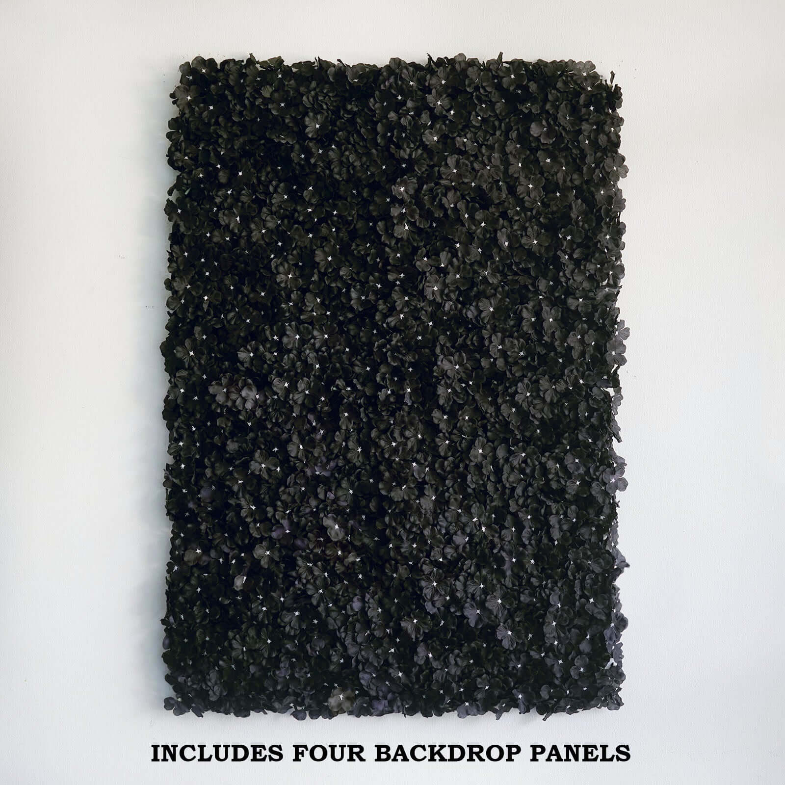 Black UV Protected Hydrangea Flower Wall Mat Backdrop 4 Artificial Panels - 11 Sq ft.