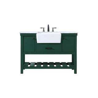 Timeless Home 22 in. W x 48 in. D x 34.125 in. H Bath Vanity in Green with Carrara White Marble Top TH120296GN