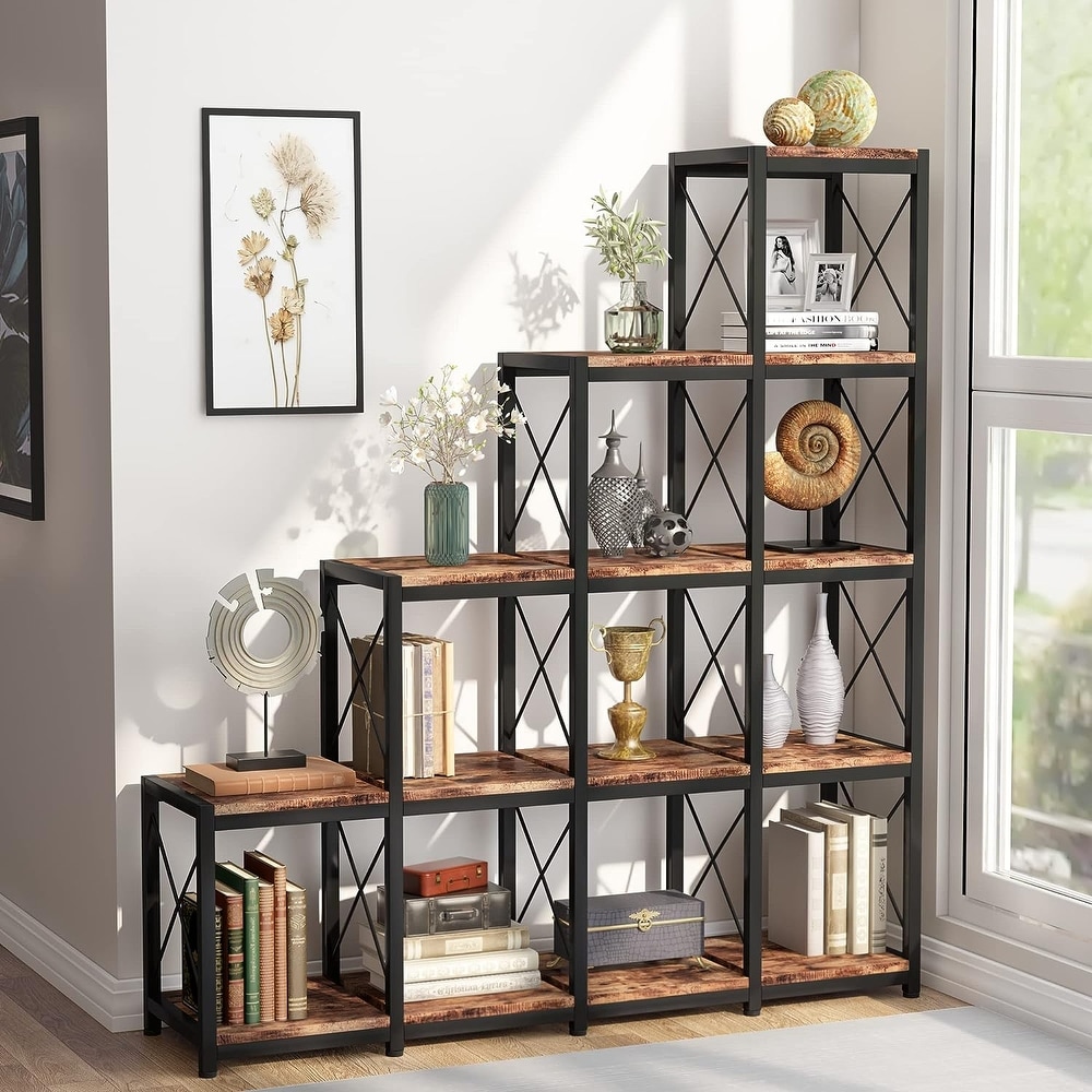 PAKASEPT 14 Shelves Bookshelf  Ladder Corner Bookshelf
