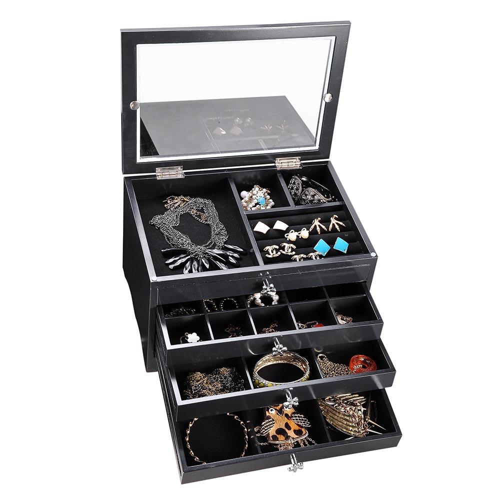 Yescom Jewelry Organizer Box with Clear Lid Ring Necklace Color Opt