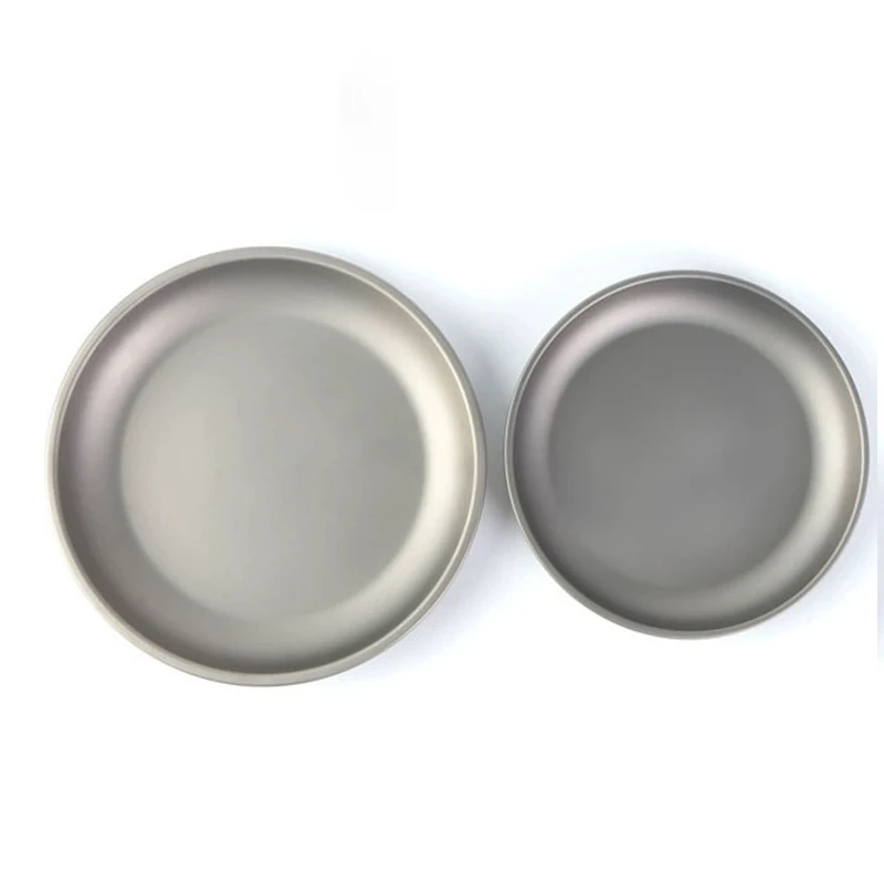 Special Offer Titanium Metal plates Disc fruit plates Hiking Camping Pure titanium tableware plates