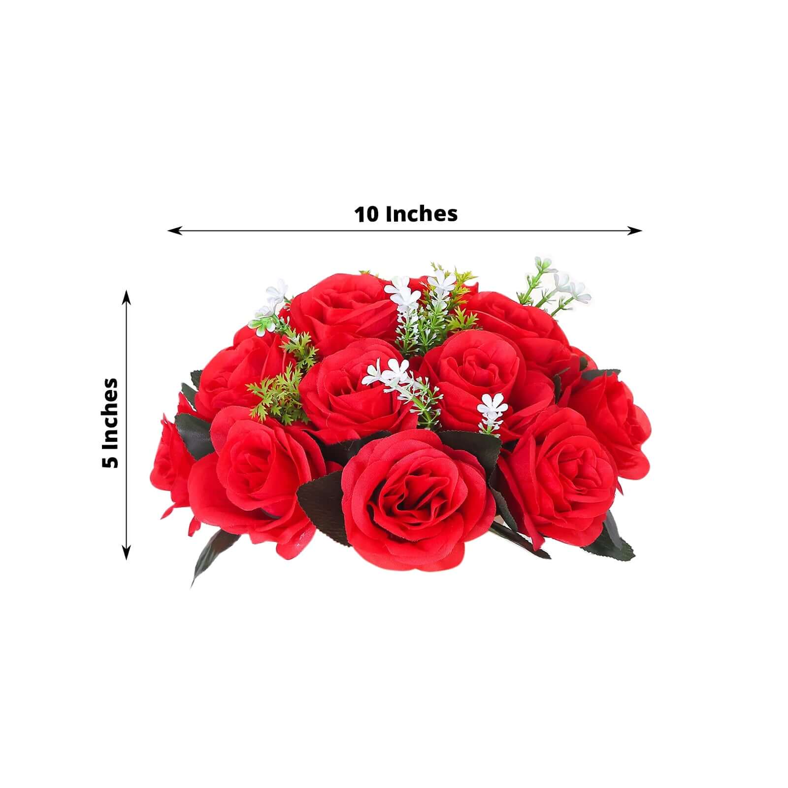 2 Pack Red Artificial Flower Ball Bouquets For Centerpieces, 15-Head Silk Rose Kissing Balls 10