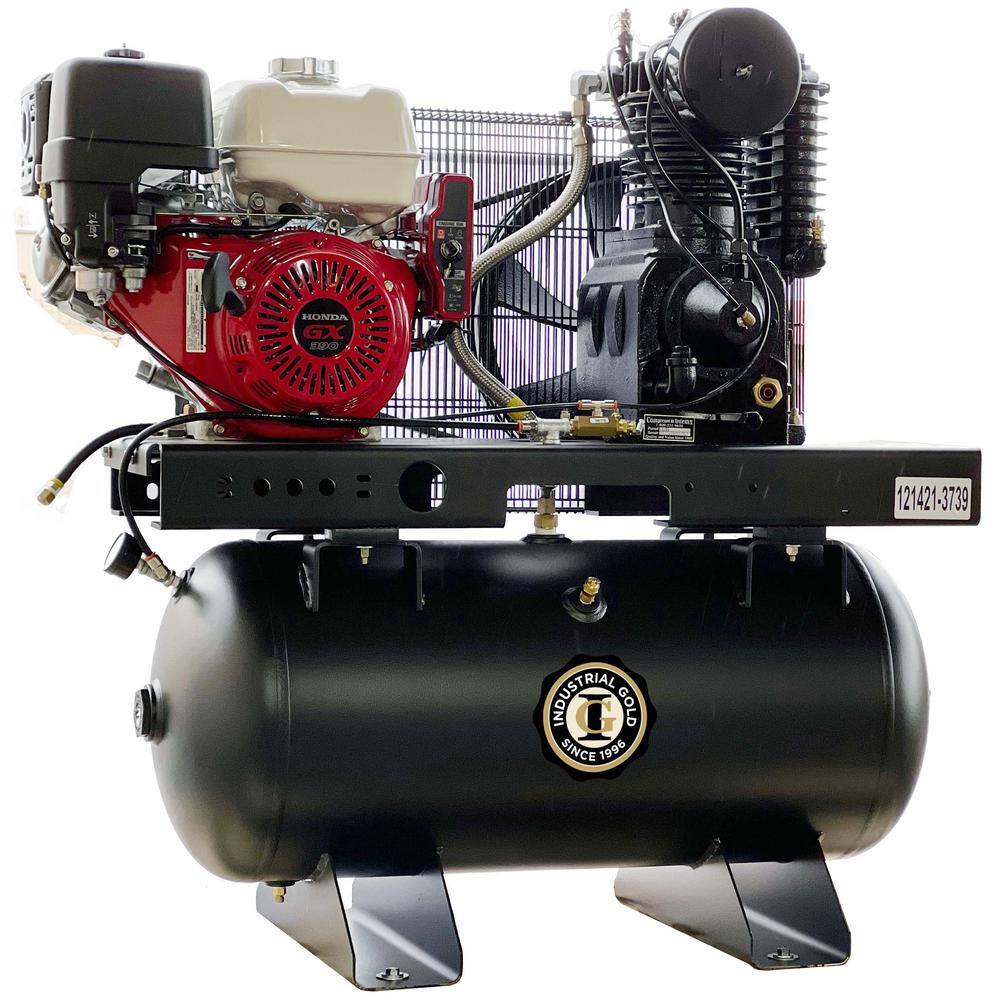 Industrial Gold 30 Gal. 13 HP Honda Portable Low RPM 175 PSI Electric Air Compressor with Quiet Operation CI13GEH30