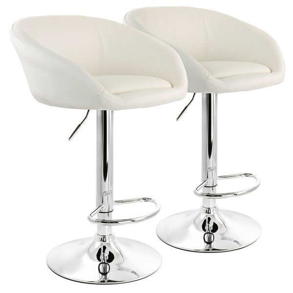 Elama 2 Piece Adjustable Faux Leather Bar Stool with Chrome Base