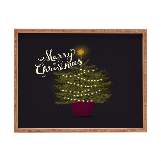 Joy Laforme Merry Christmas Little Tree Tray 18 quot Deny Designs