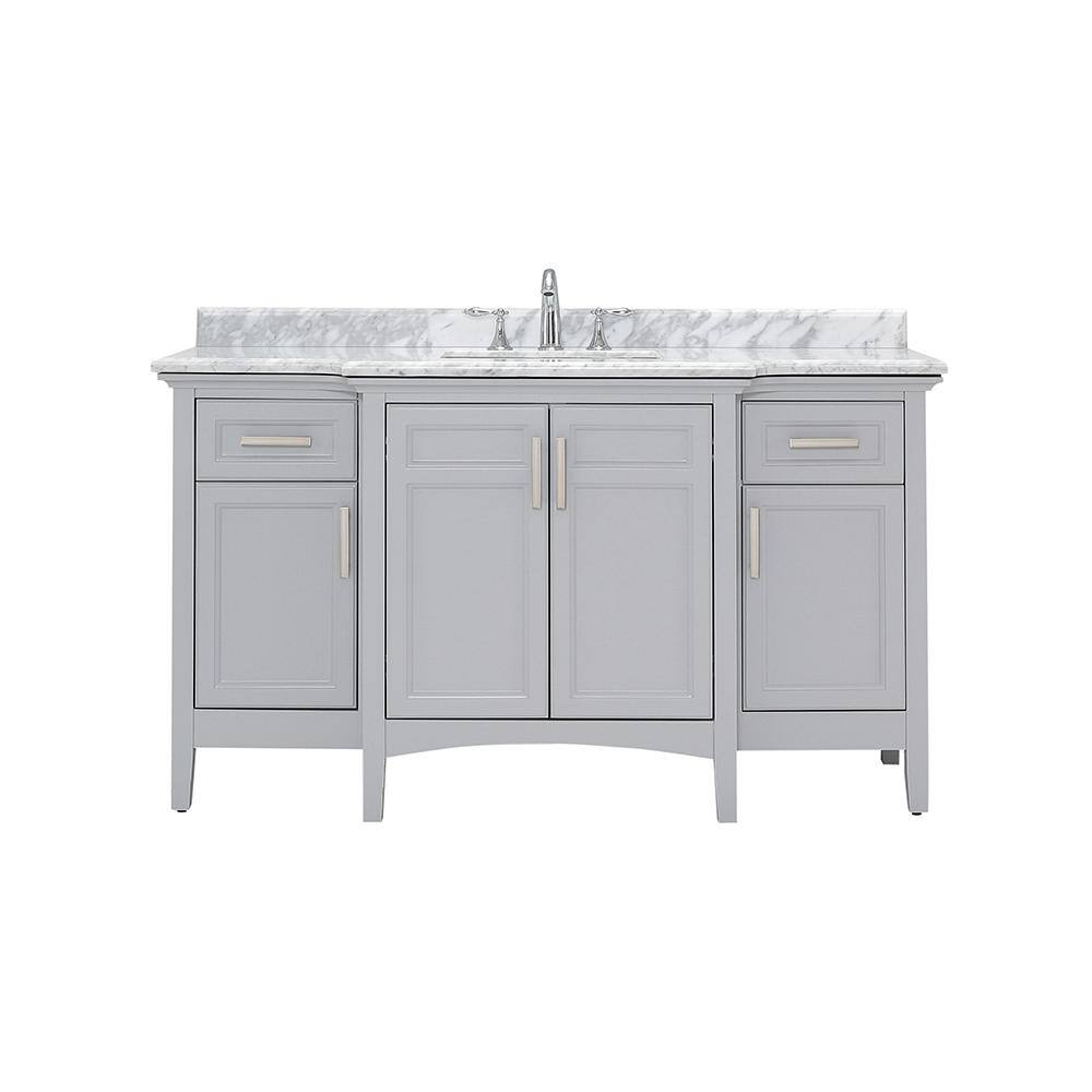 Home Decorators Collection Sassy 60 in. W x 22 in. D Vanity in Dove Gray with Marble Vanity Top in White with White Sink Sassy 60G