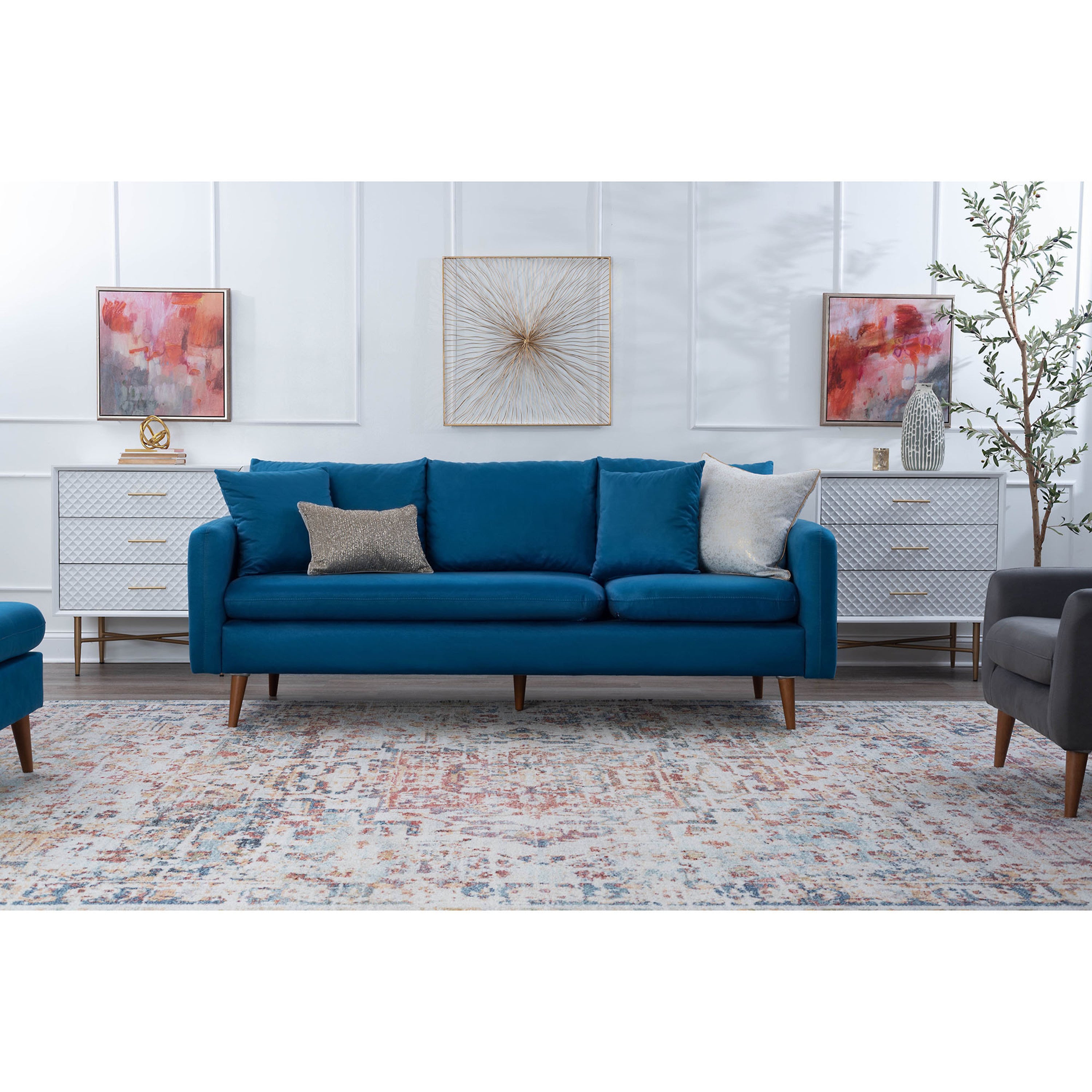 Ada Home Decor Colden Sofa, Navy Blue