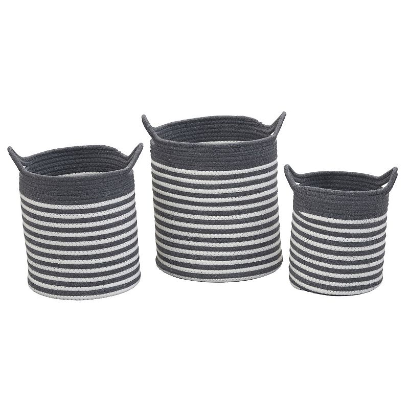 Household Essentials 3-Piece Striped Cotton Basket Set