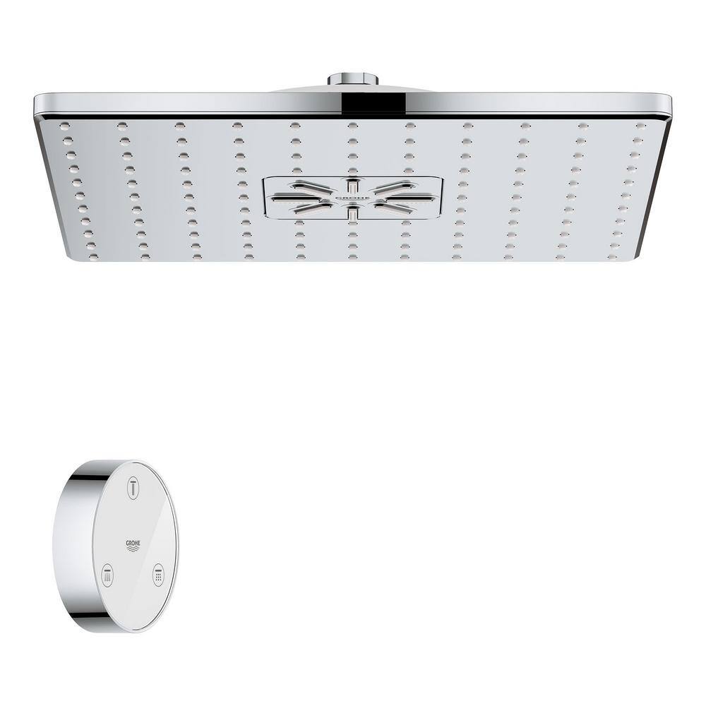 GROHE Rain shower Smartconnect 310 2-Spray with 1.75 GPM 12 in. Wall Mount Fixed Shower Head with Remote in StarLight Chrome 26645000